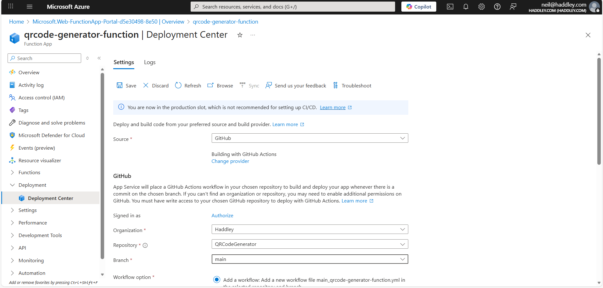 I clicked Deployment|Deployment Center and entered Github project details